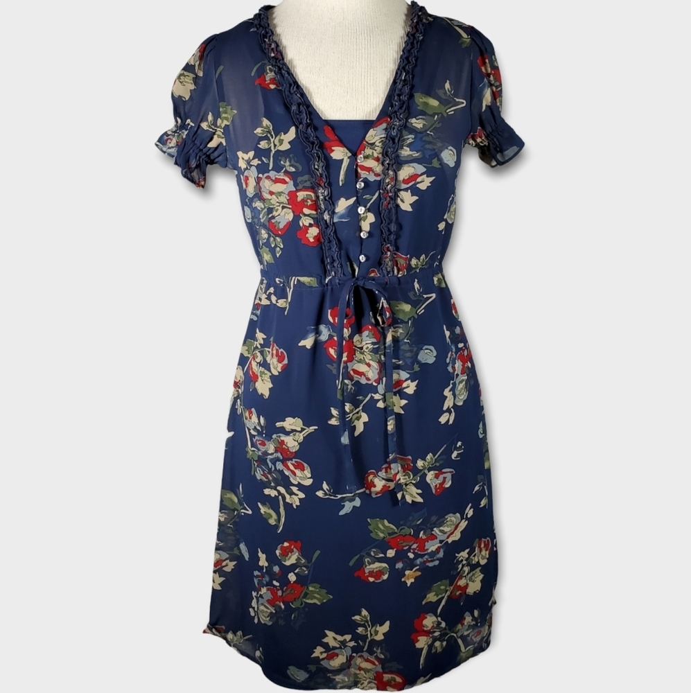 Converse Floral Ruffle Sleeve Dress Size Extra Small